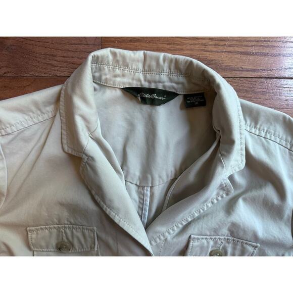 Eddie Bauer Womens Jacket Tan size 10 Button Down 100% Cotton - Picture 4 of 10